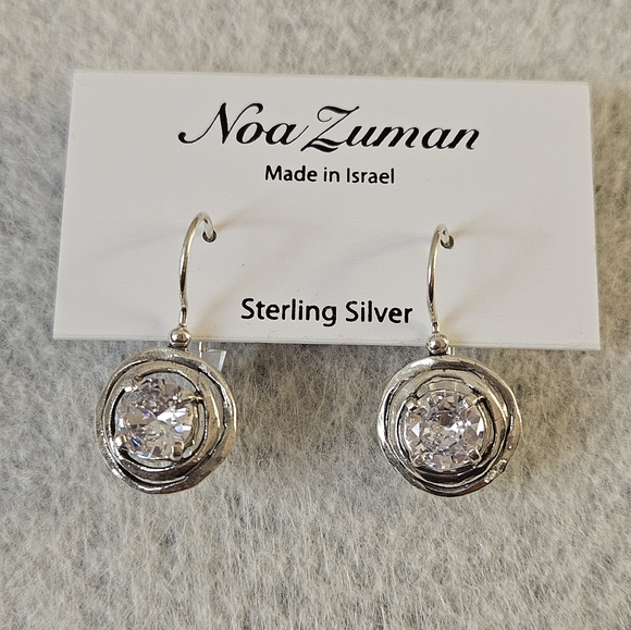 Noa Zuman Made in Israel Sterling Silver Zirconia Earrings - Picture 2 of 13